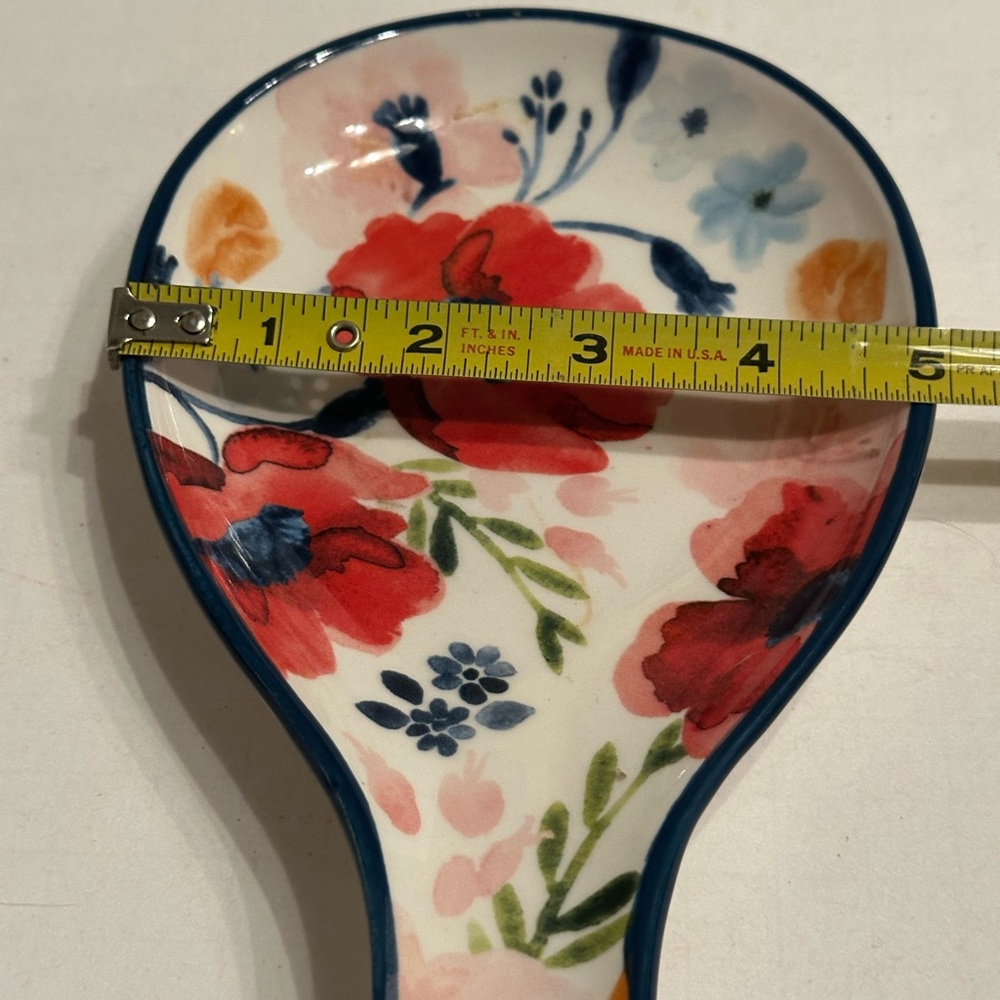 Dolly Parton Large Red Poppy Floral Ceramic Spoon Rest - Picture 4 of 6